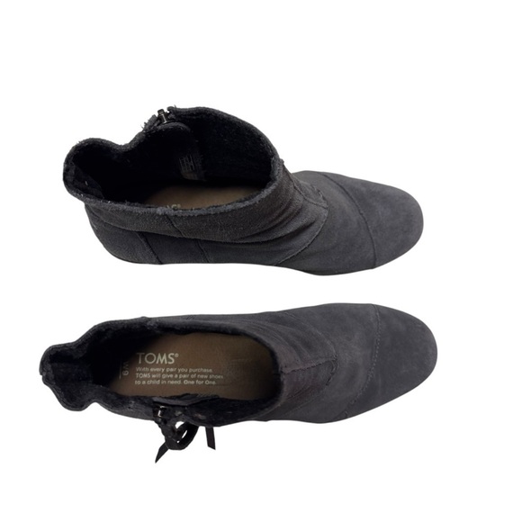 Toms Desert Wedge Ankle Booties Gray Suede Back Zip Women's US 9 - Picture 3 of 7